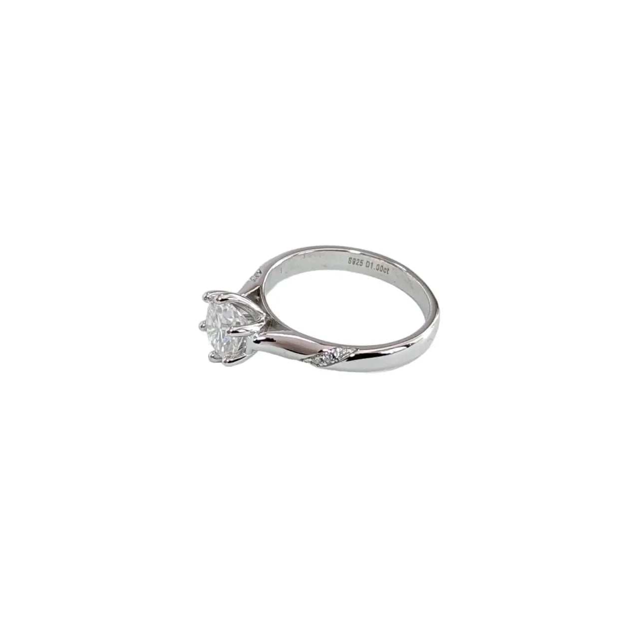 1 Carat Moissanite Ring With Side Stone