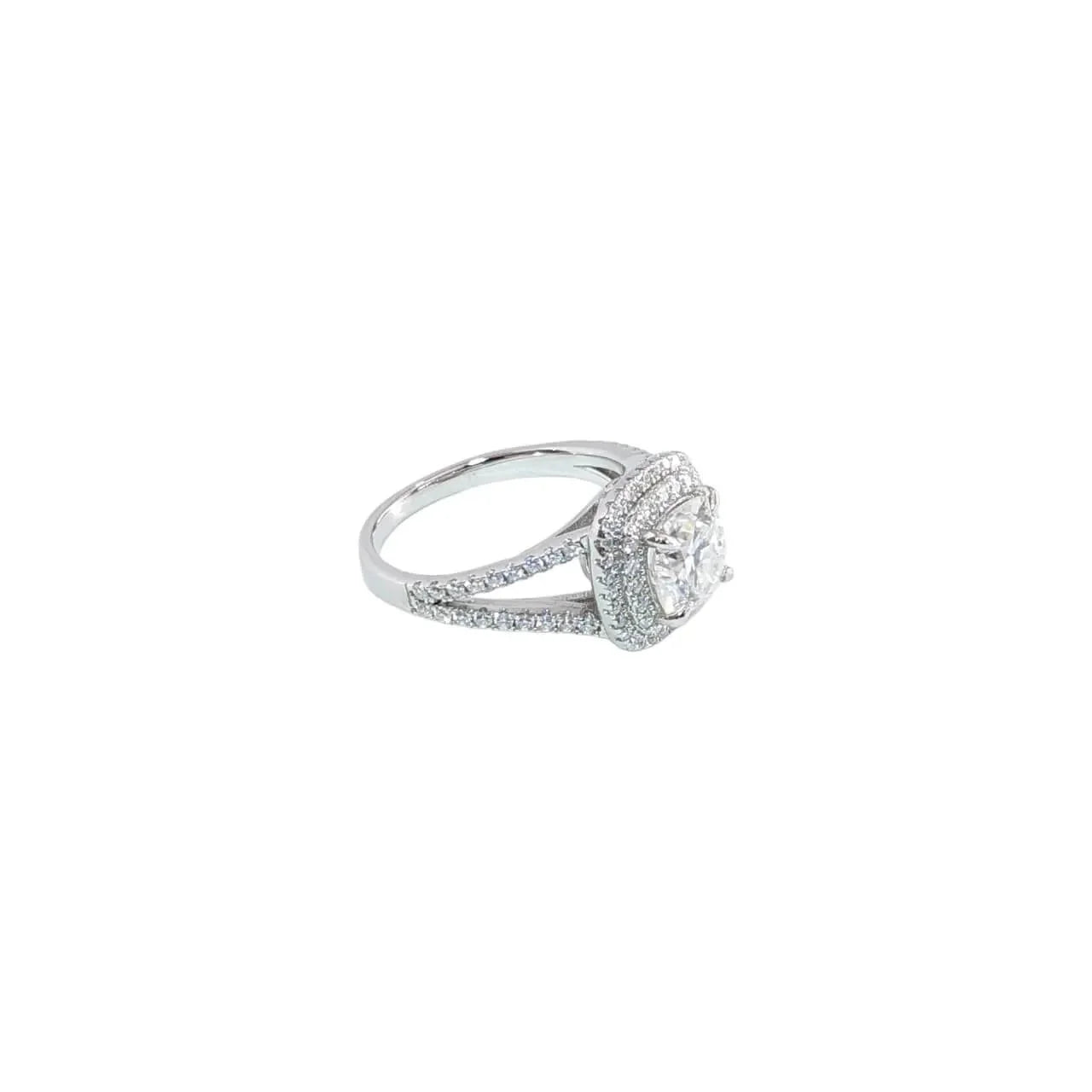2 Carat Cushion Cut Double Band Moissanite Ring