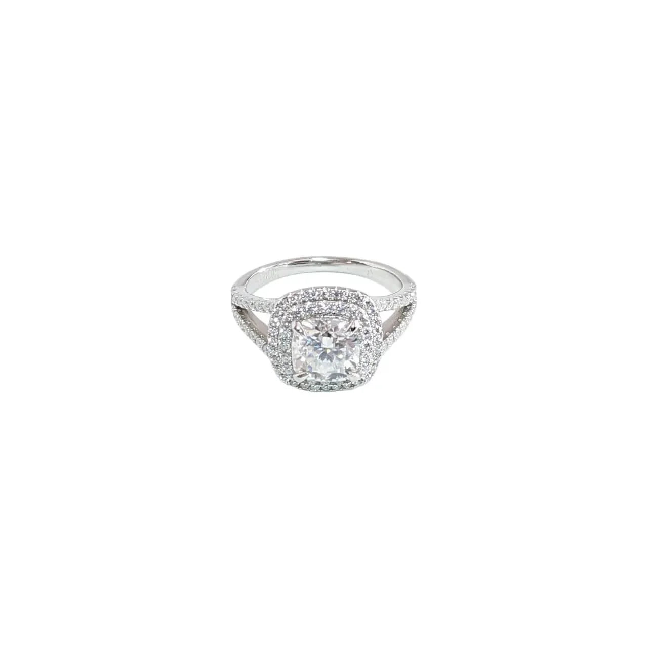 2 Carat Cushion Cut Double Band Moissanite Ring