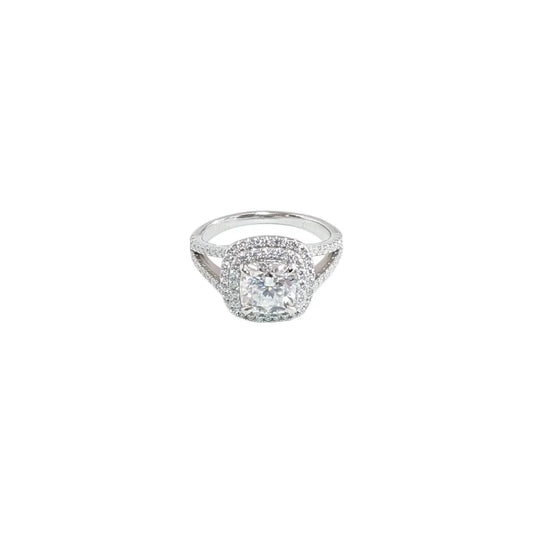 2 Carat Cushion Cut Double Band Moissanite Ring