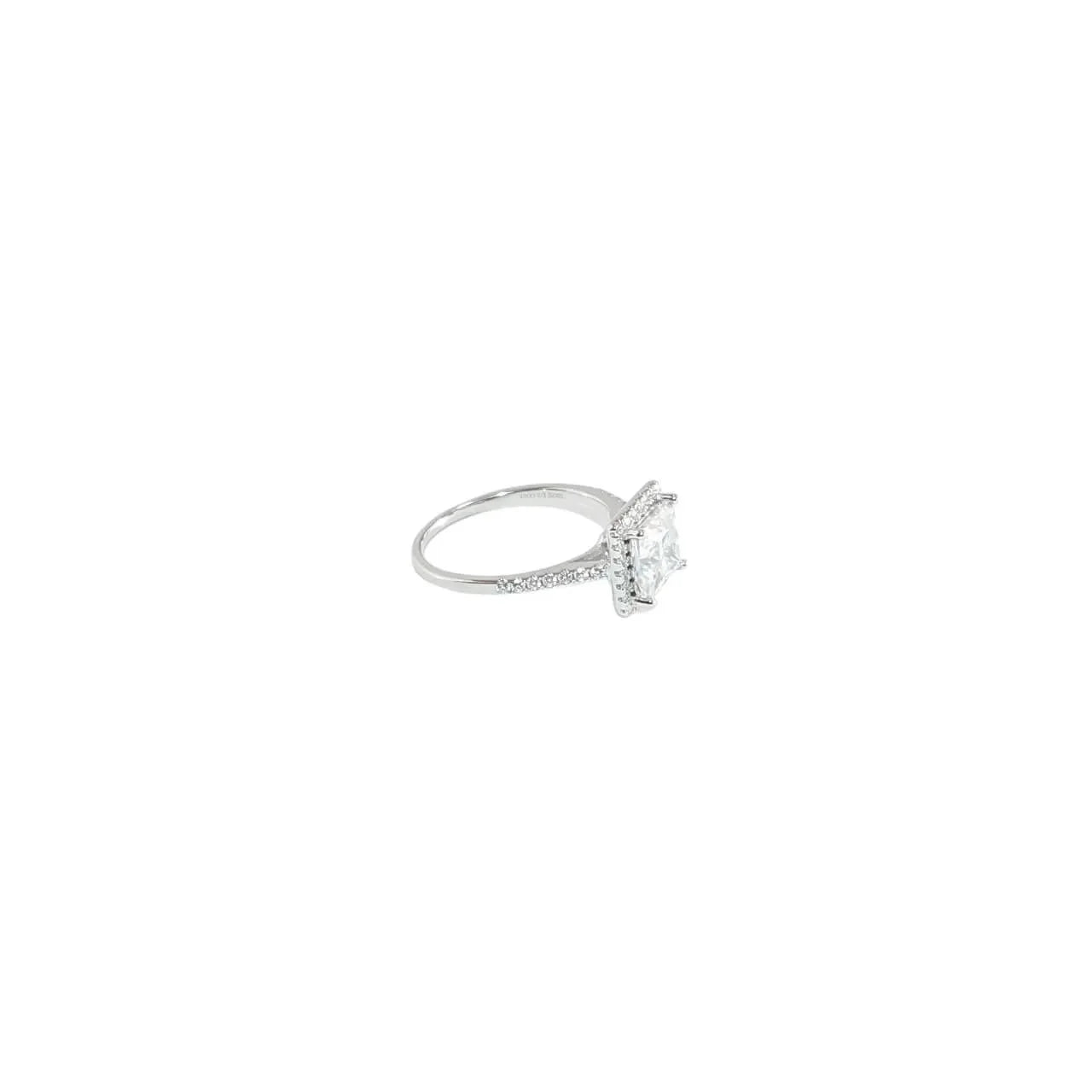 2 Carat Moissanite Princess Cut Ring With Side Stones