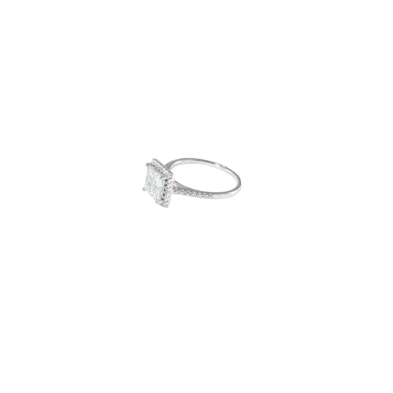 2 Carat Moissanite Princess Cut Ring With Side Stones