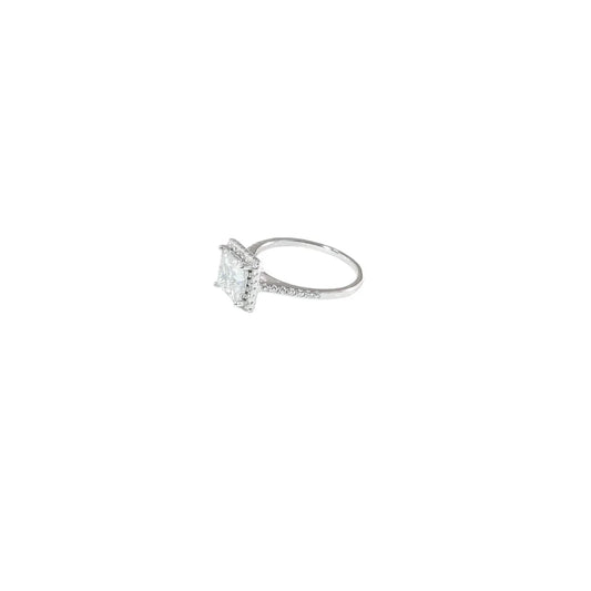 2 Carat Moissanite Princess Cut Ring With Side Stones