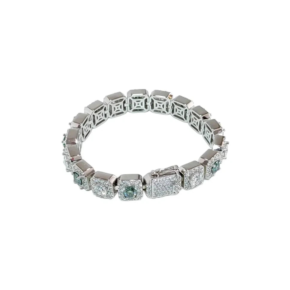 10mm Green Moissanite Cluster Tennis Bracelet