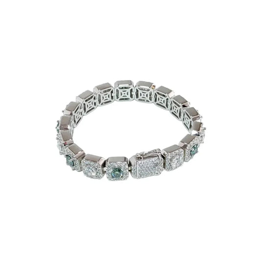 10mm Green Moissanite Cluster Tennis Bracelet