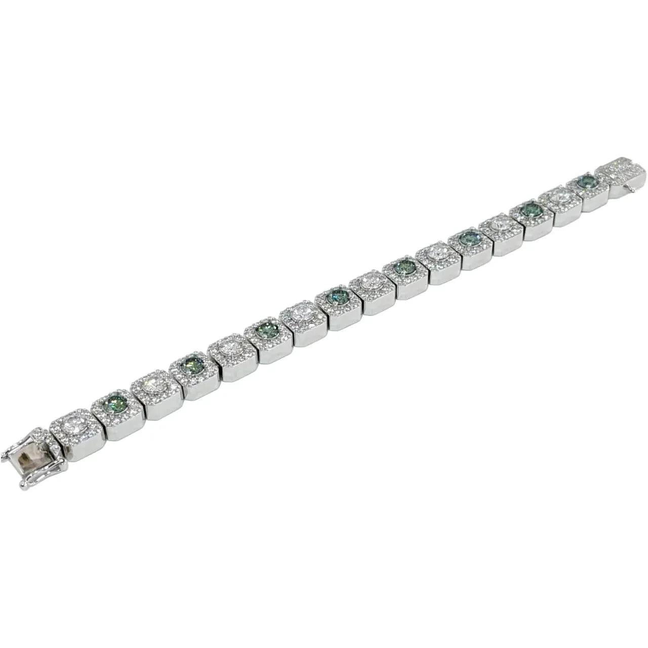 10mm Green Moissanite Cluster Tennis Bracelet