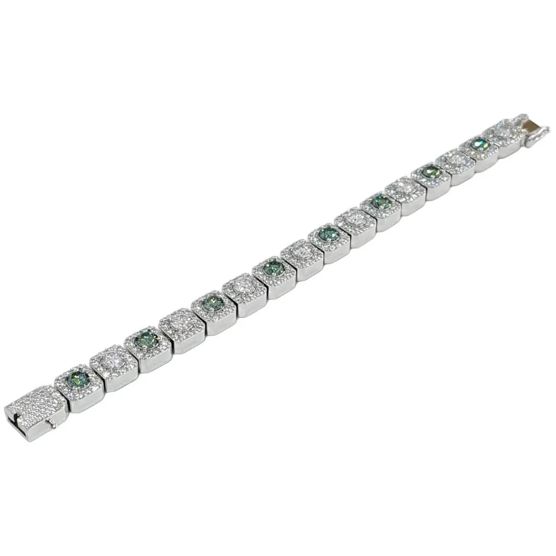 10mm Green Moissanite Cluster Tennis Bracelet
