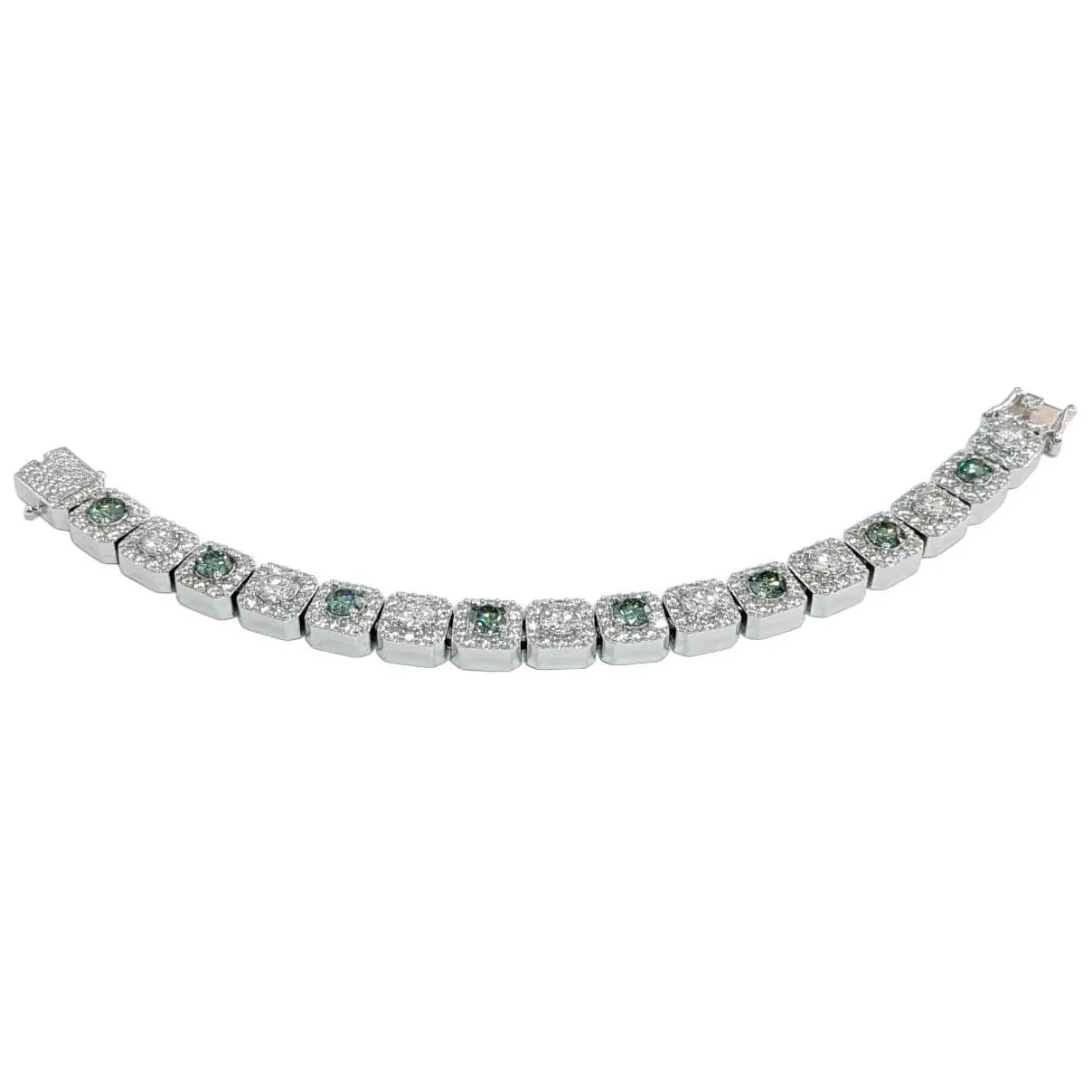 10mm Green Moissanite Cluster Tennis Bracelet