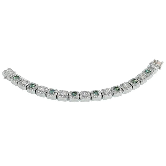 10mm Green Moissanite Cluster Tennis Bracelet