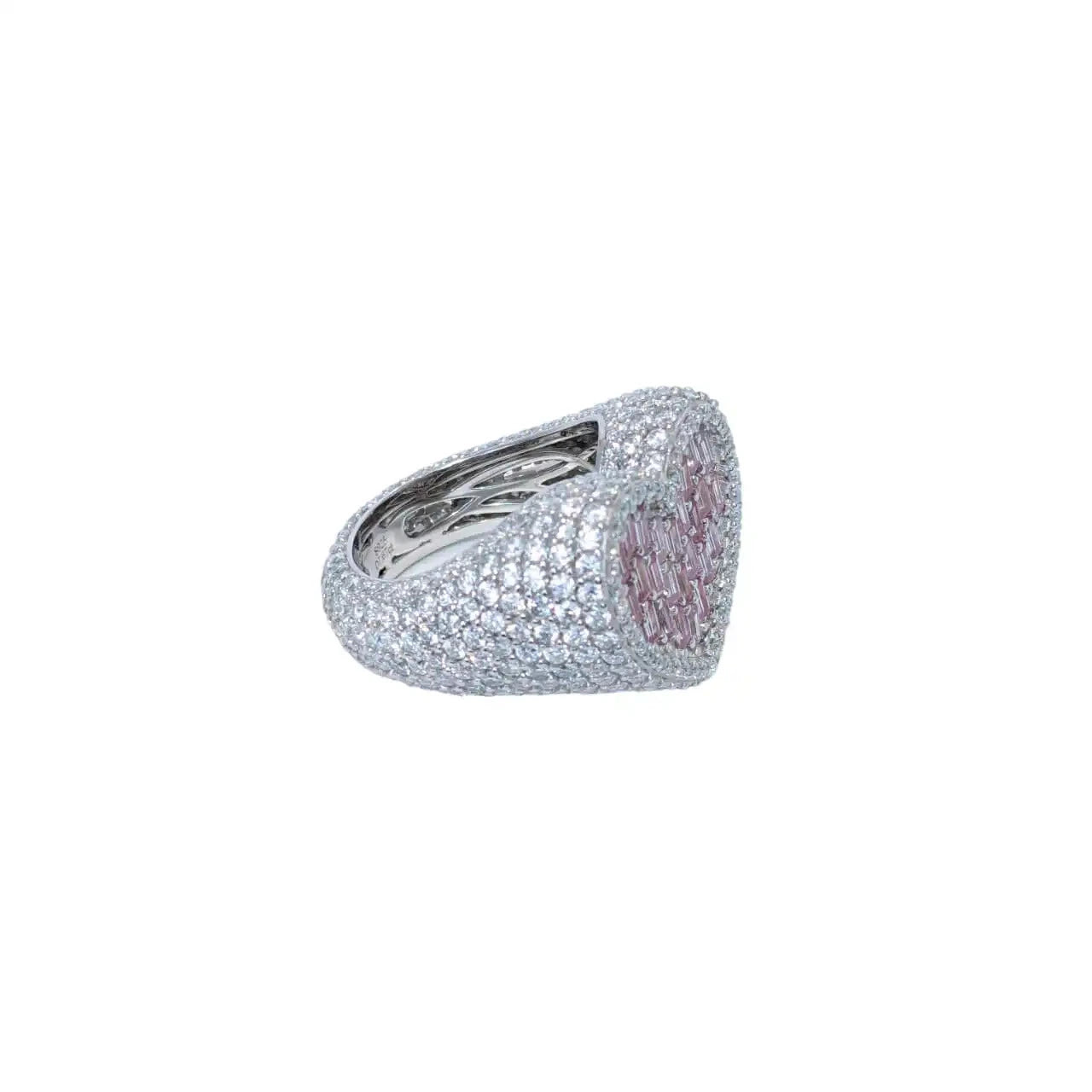 Bussdown Pink Moissanite Baguette Heart Ring