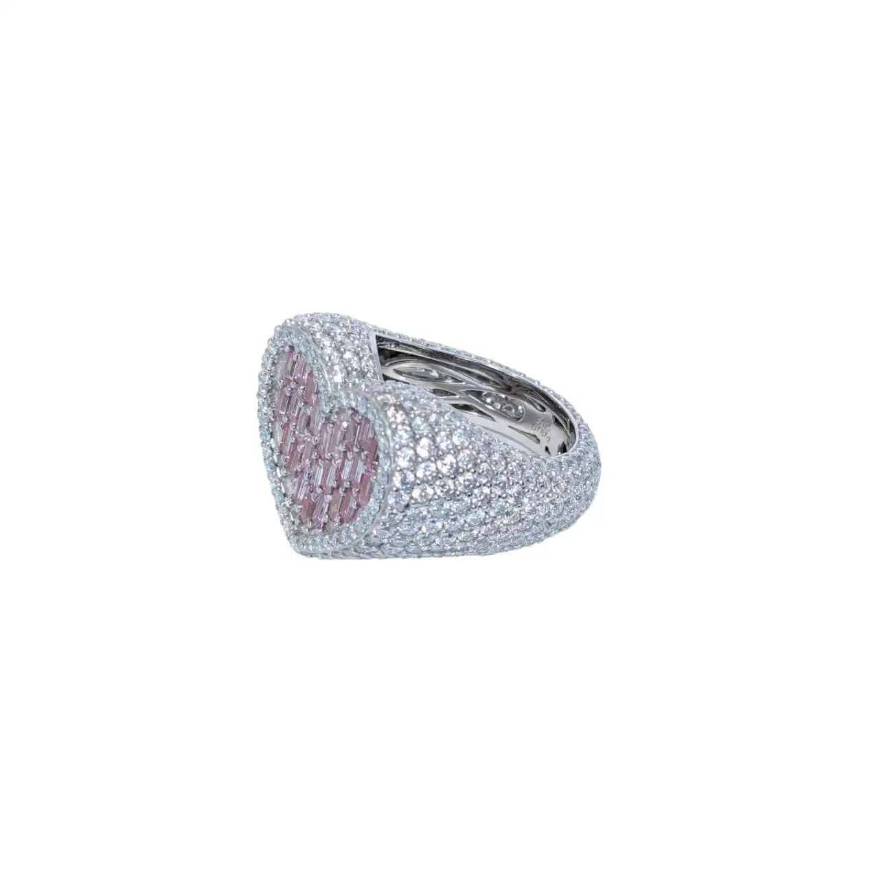 Bussdown Pink Moissanite Baguette Heart Ring