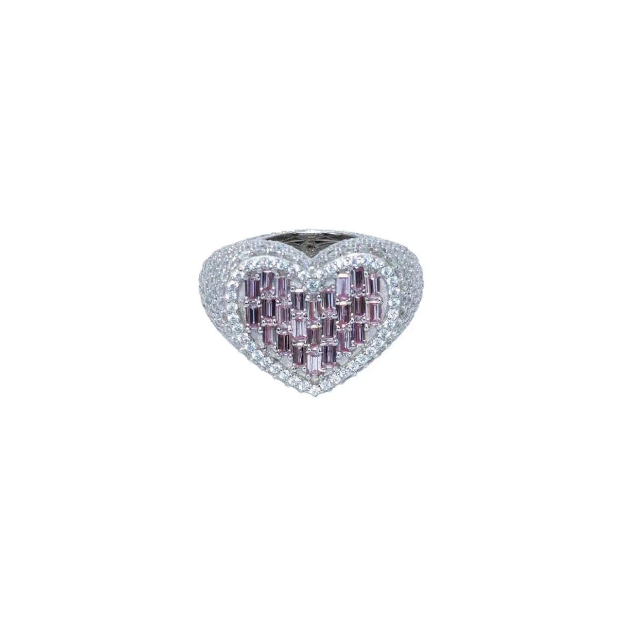 Bussdown Pink Moissanite Baguette Heart Ring
