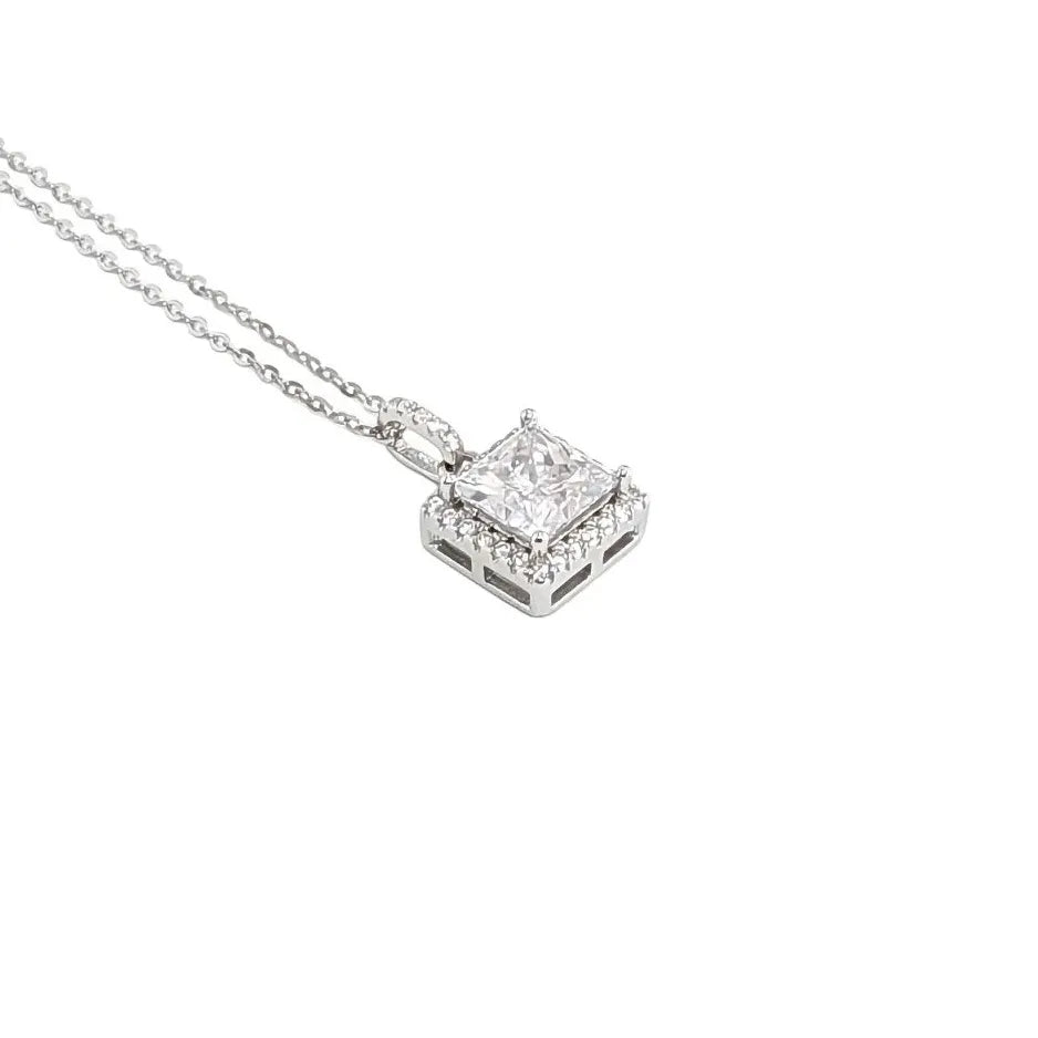 2 Carat Princess Cut Moissanite Necklace