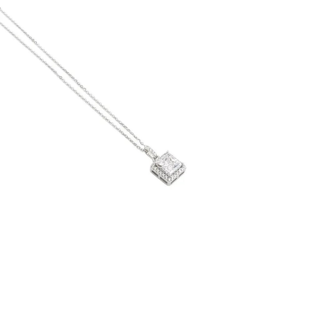 2 Carat Princess Cut Moissanite Necklace