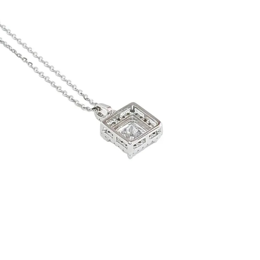 2 Carat Princess Cut Moissanite Necklace