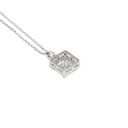 2 Carat Princess Cut Moissanite Necklace