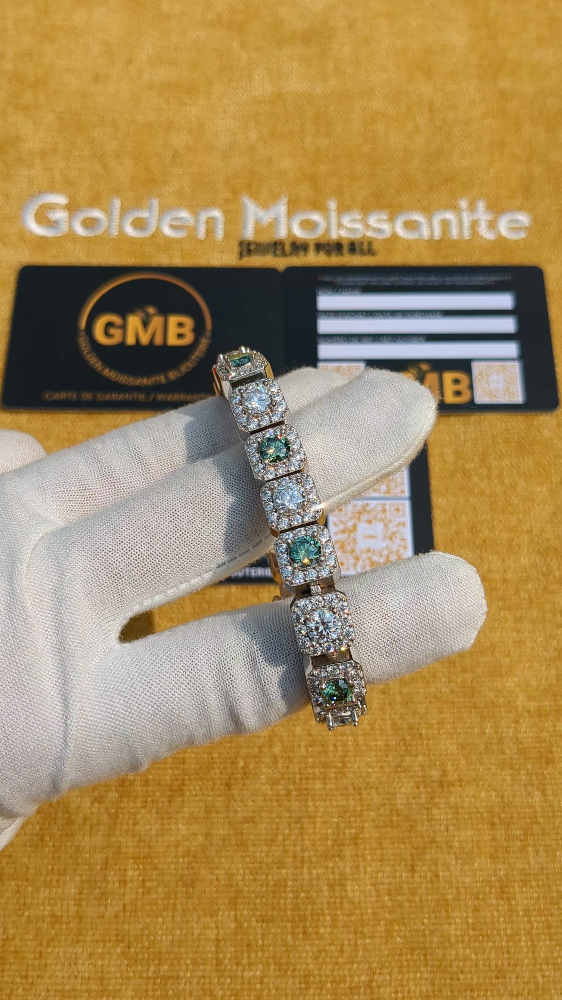 10mm Green Moissanite Cluster Tennis Bracelet